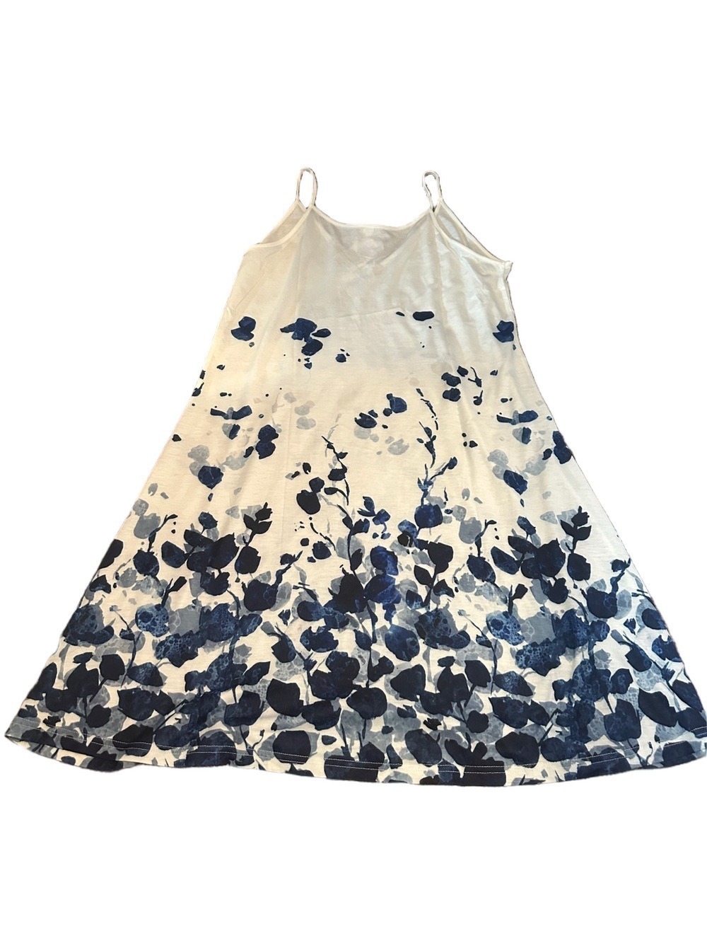 Large White Dress with Blue Floral Border - Picture 5 of 6